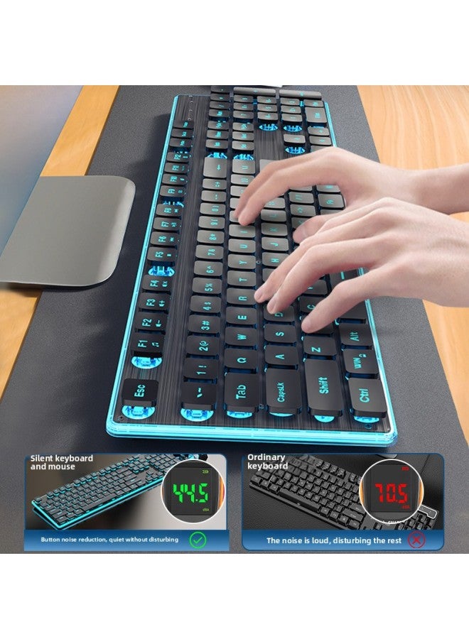 Wireless Bluetooth Girls Office Computer Keyboard Mouse Suit Keyboard Mouse X Mute Game Feel Mechanical 7S Electric Competition-Color:Black Blu-ray 【wireless Keyboard And Mouse Set】 Keyboard And Mou - Image 3