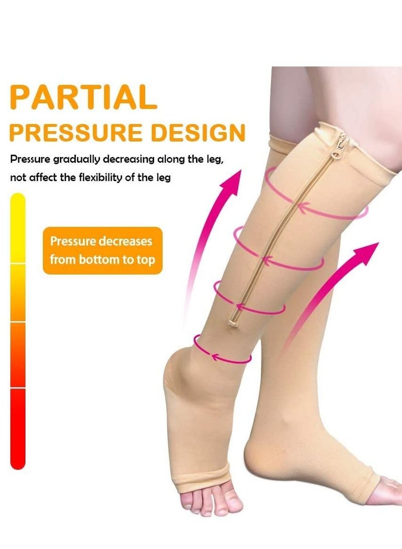 AS SEEN ON TV Compression Stretchy Leg Pain Relief  Zip Socks Brown L\XL - Image 5