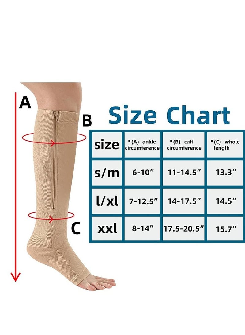 AS SEEN ON TV Compression Stretchy Leg Pain Relief  Zip Socks Brown L\XL - Image 3