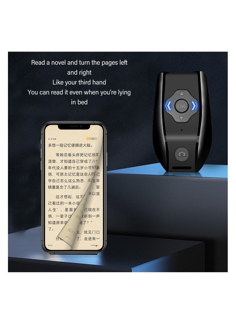 SYOSI - Bluetooth Remote Control Page Turner for Kindle App, TikTok, Camera Shutter, Music - Rechargeable Wireless Fingertip Video Controller with Stable BT 4.0 Connection, Compact Design (Black) - Image 1