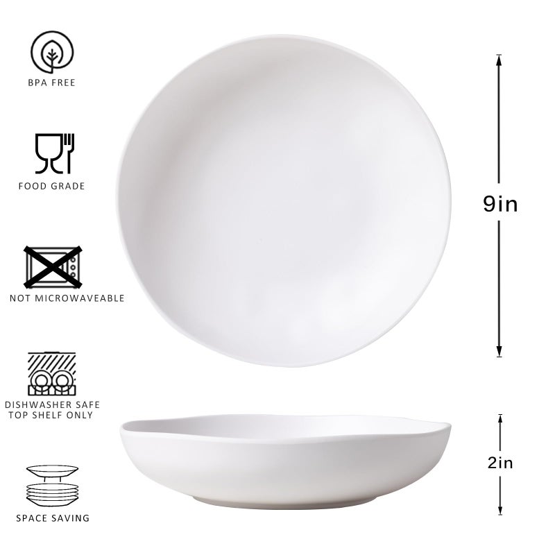 ZAROCRUS Melamine Pasta Bowl Set, Set of 6, Large 9'' and 40 OZ Salad Bowls Set, Shatterproof Dinner Bowl, Serving Bowls for Soup, Fruits, Lightweight and Unbreakable Bowls Set, Matte White - Image 5