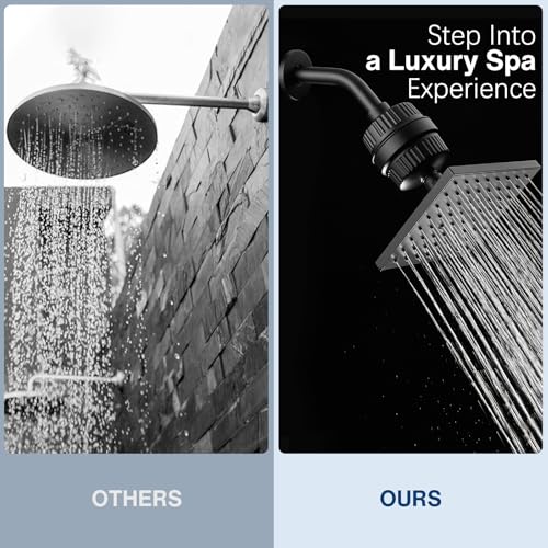 Cobbe High Pressure Filtered Shower Head Combo, Rain Shower Head with 20 Stage Shower Head Filter for Hard Water - Adjustable Replacement Remove Chlorine and Harmful Substances, Matte Black - Image 5