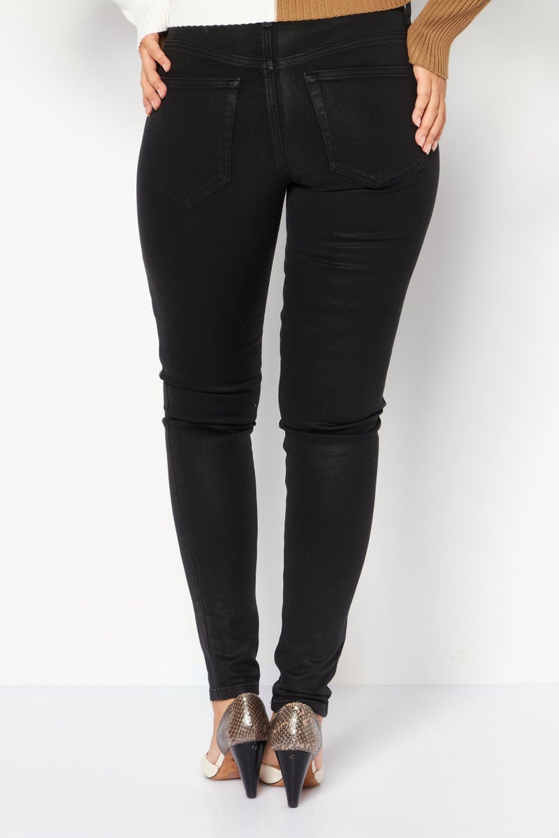 DIESEL Women Super Skinny Fit Solid Stretchable Jeans, Black - Image 4