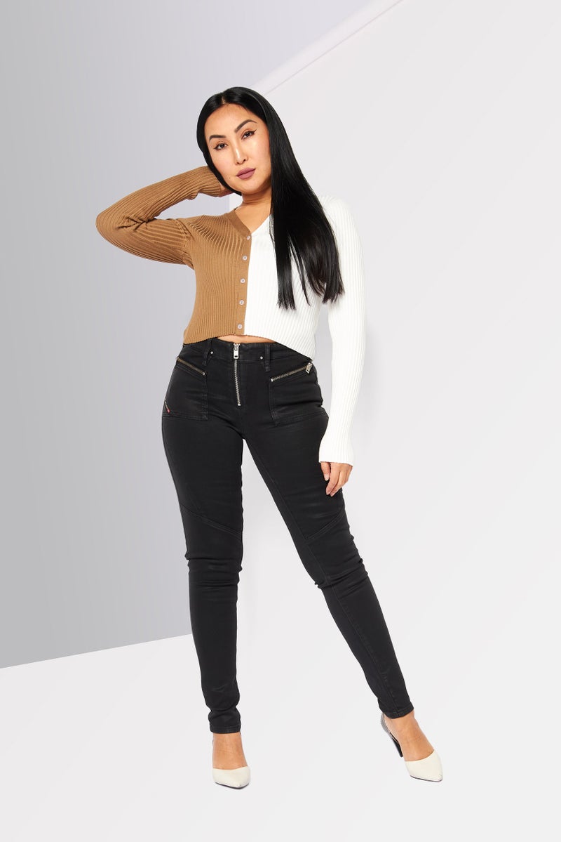 DIESEL Women Super Skinny Fit Solid Stretchable Jeans, Black - Image 2