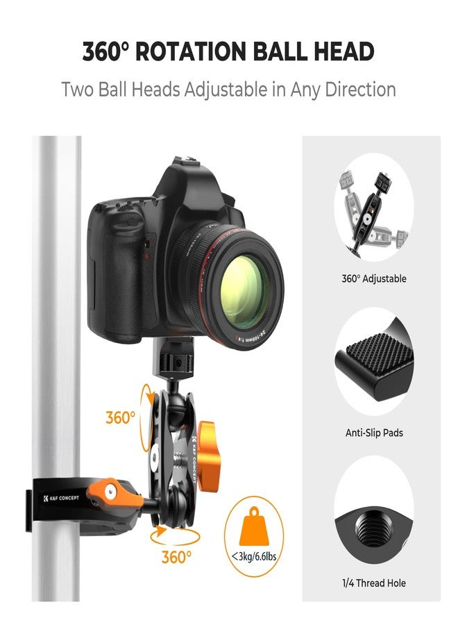 كيه آند إف كونسبت حامل كاميرا K&F CONCEPT، ذراع سحري فائق التثبيت مع رأسين كرويين بزاوية 360 درجة، خيوط لولبية ARRI 1/4 بوصة لكاميرات DSLR، وكاميرات الحركة، والحامل الثلاثي، والهاتف متوافق مع Gopro/DJI/Insta360 - Image 2