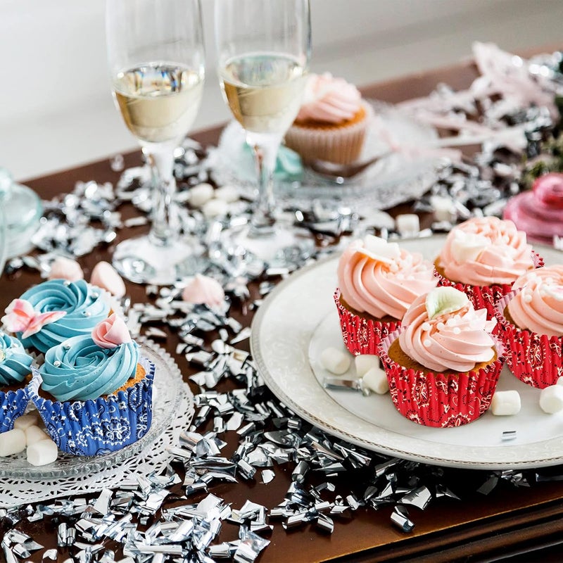 klarako 200 Pieces Western Bandana Cupcake Liners Red Blue Bandana Cupcake Wrappers Western Cowboy Cupcake Wrappers Birthday Party Cupcake Toppers for Wedding Holiday Birthday Party Decorations - Image 5