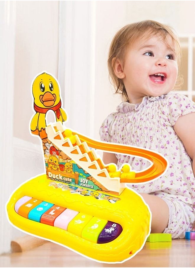 MIXDE Children's Smart Early Education Instruments Little Yellow Duck 2 in 1 Stair Climbing Electronic Piano Toy Set for Kids  - Image 4