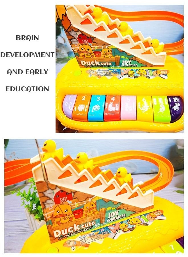MIXDE Children's Smart Early Education Instruments Little Yellow Duck 2 in 1 Stair Climbing Electronic Piano Toy Set for Kids  - Image 3