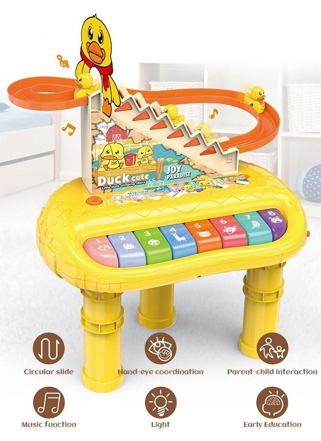 MIXDE Children's Smart Early Education Instruments Little Yellow Duck 2 in 1 Stair Climbing Electronic Piano Toy Set for Kids  - Image 2