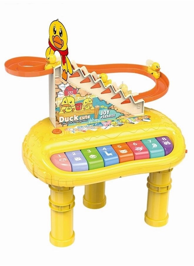 MIXDE Children's Smart Early Education Instruments Little Yellow Duck 2 in 1 Stair Climbing Electronic Piano Toy Set for Kids  - Image 1