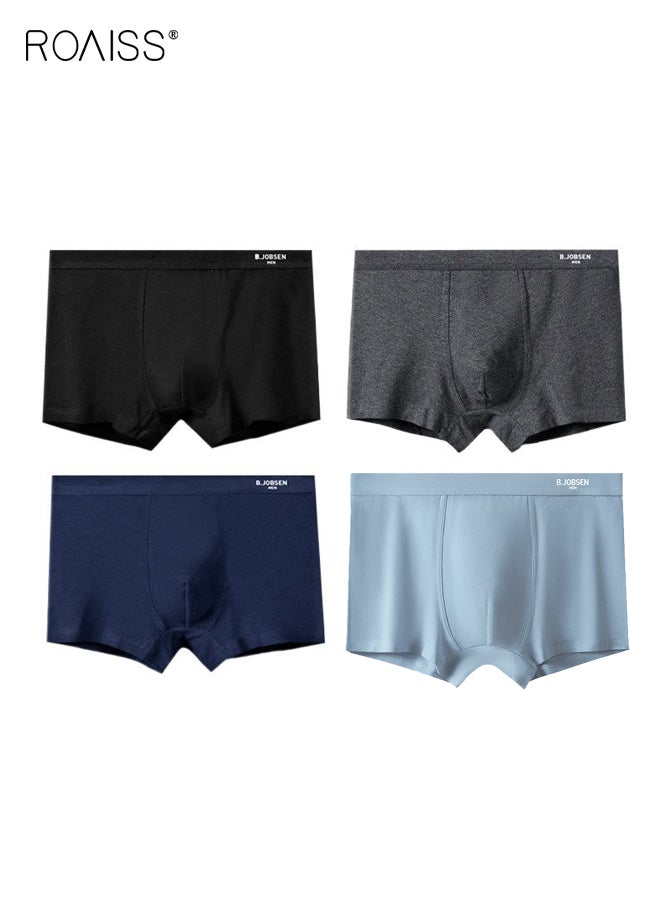 رويس ملابس داخلية رجالية مكونة من 4 قطع من القطن الخالص بأربع زوايا مضادة للبكتيريا قابلة للتنفس مقاس كبير ملابس داخلية بوكسر رجالية ناعمة ومريحة - Image 1