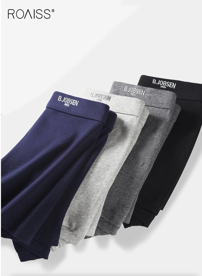 رويس ملابس داخلية رجالية مكونة من 4 قطع من القطن الخالص بأربع زوايا مضادة للبكتيريا قابلة للتنفس مقاس كبير ملابس داخلية بوكسر رجالية ناعمة ومريحة - Image 2