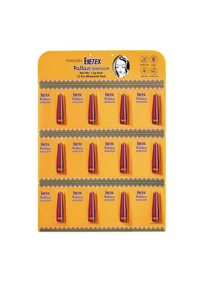 Eyetex - Pallavi Sindoor Stick Maroon Pack Of 12 Creamy Precise Application Smudgeproof Fadeproof Vegan Crueltyfree Natural Ingredients With 100% Permitted Colours - Image 1