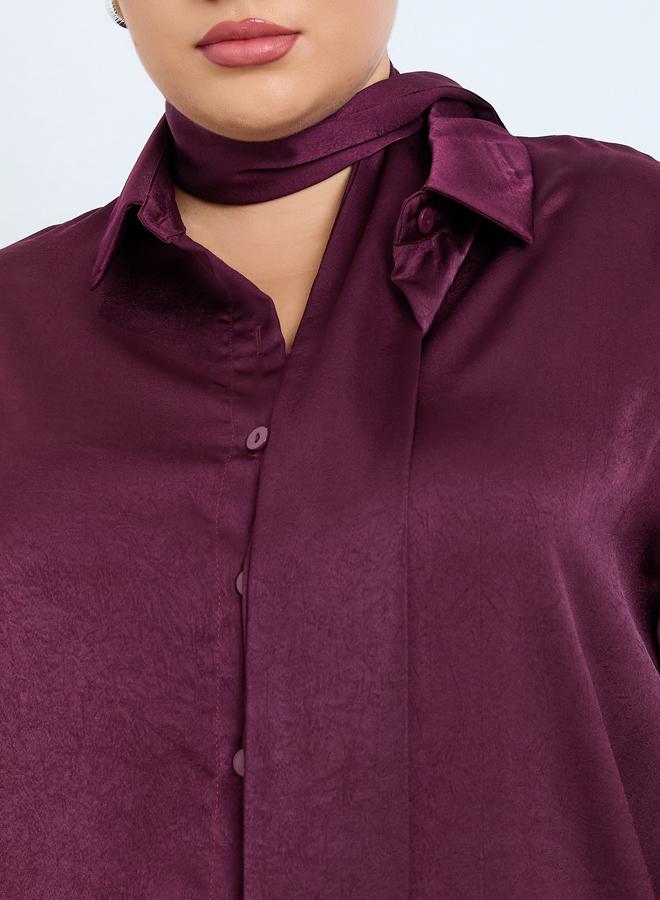 ستايلي قميص ساتان مقاس كبير - Image 3