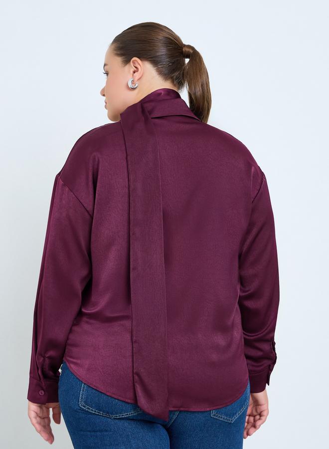 ستايلي قميص ساتان مقاس كبير - Image 4