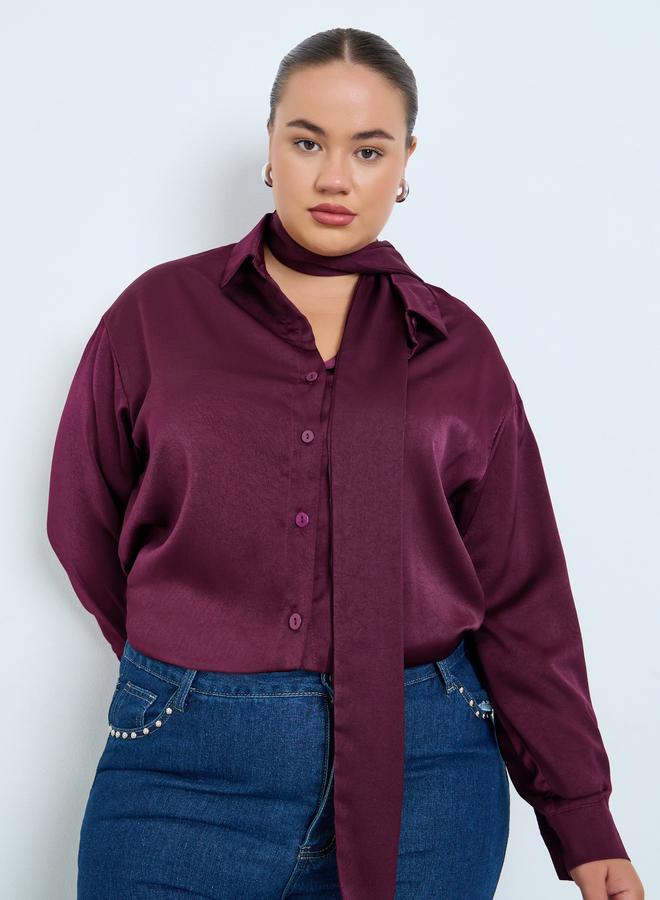 ستايلي قميص ساتان مقاس كبير - Image 5