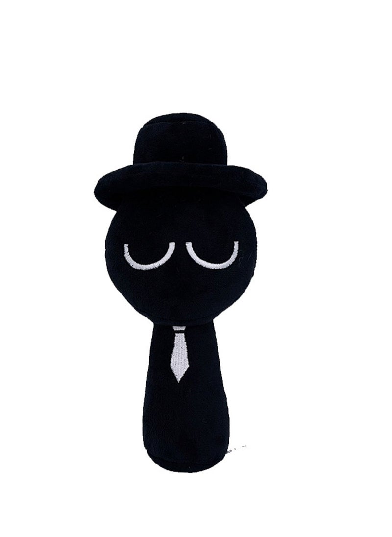 Generic - Rhythm Box Sprunki Game Peripheral 20cm Plush Toy, Realistic Cute Soft Plush Doll, Gift for Boys and Girls Game Fans (Black Hat Head) - Image 1