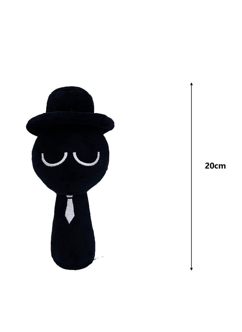 Generic - Rhythm Box Sprunki Game Peripheral 20cm Plush Toy, Realistic Cute Soft Plush Doll, Gift for Boys and Girls Game Fans (Black Hat Head) - Image 1