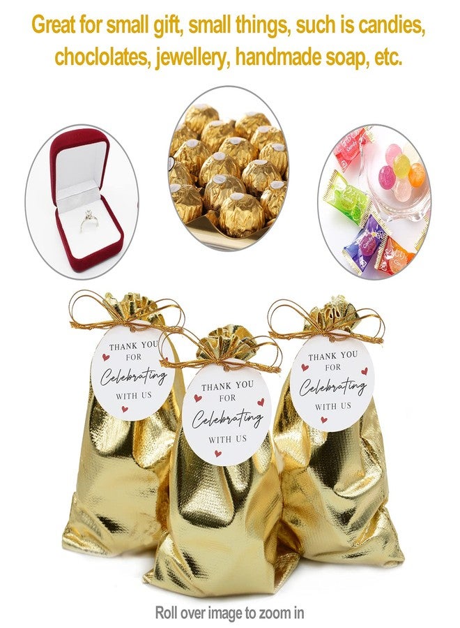 BEAVOING Pack of 100 5"x 7" Heavy Duty Gold Drawstring Organza Jewelry Pouches Wedding Party Christmas Favor Gift Candy Chocolate Bag (5"x7", Big Gold New) - Image 2