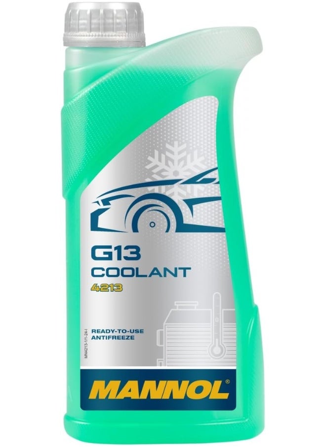 MANNOL 4212 G12/ G13/ G11 أحمر أخضر أزرق جاهز للاستخدام سائل تبريد مضاد للتجمد خالٍ من الوبر سائل نقي فترة خدمة طويلة عبوة سعة 1 لتر صنع في ألمانيا أخضر 13  - Image 1