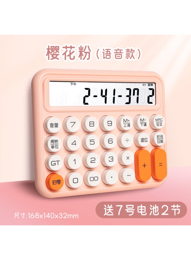 New Calculator Voice 12-bit Large Button Flexible Keyboard Student Cute Computer Accounting Office Supplies