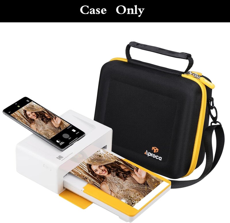 Aproca Storage Case Compatible with Kodak Dock Plus 4PASS / Premium 4x6 Portable Instant Photo Printer, Storage Hard Bag for Accessories -Black with Yellow Zipper (Case Only) - Image 2