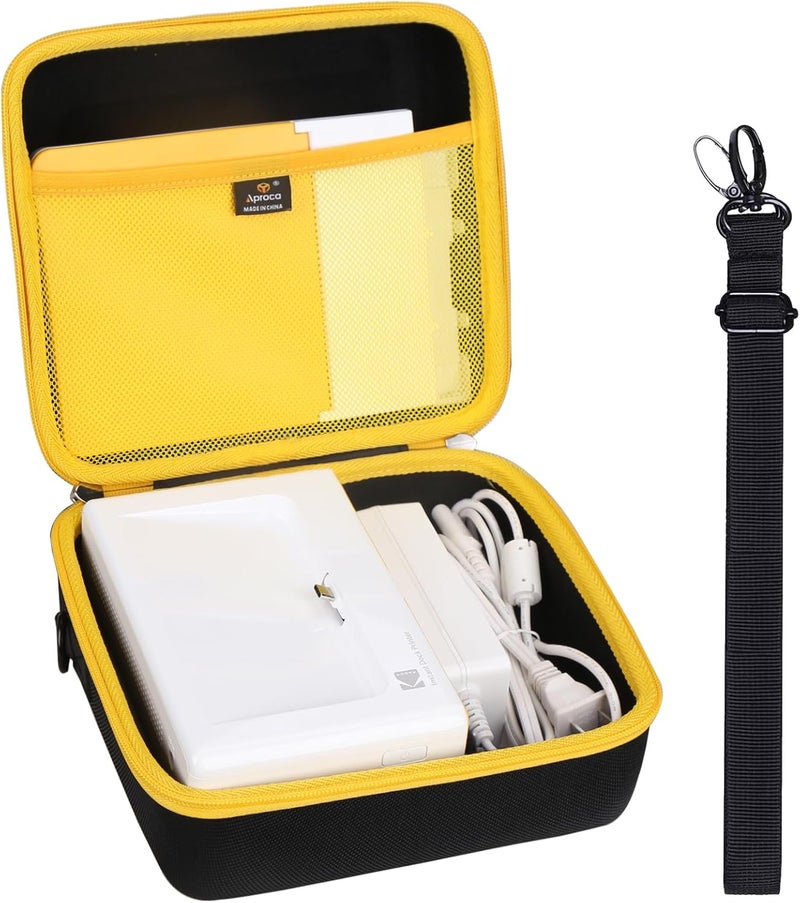 Aproca Storage Case Compatible with Kodak Dock Plus 4PASS / Premium 4x6 Portable Instant Photo Printer, Storage Hard Bag for Accessories -Black with Yellow Zipper (Case Only) - Image 1