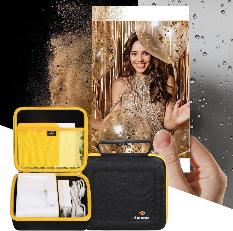 Aproca Storage Case Compatible with Kodak Dock Plus 4PASS / Premium 4x6 Portable Instant Photo Printer, Storage Hard Bag for Accessories -Black with Yellow Zipper (Case Only) - Image 5