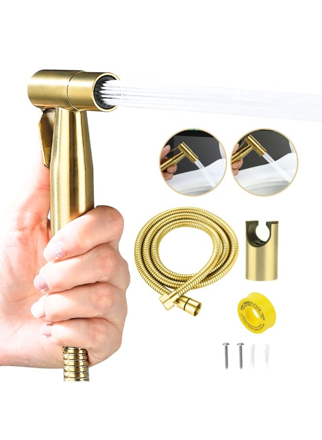 JUNARIS Handheld Bidet Spryer for toilet | Shattaf Set 304 Grade Stainless Steel Bathroom Jet Spray Set Features: Heavy-duty and durable, 120cm (Golden) - Image 1