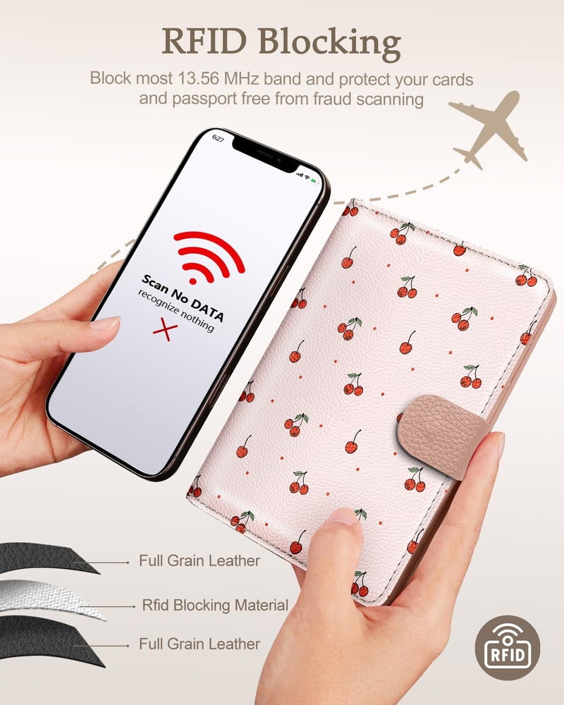 Slohif Passport Wallet Holder Cover for Travel - Women Men RFID Blocking Passport Book Protector for Boarding Pass Cards - Image 5
