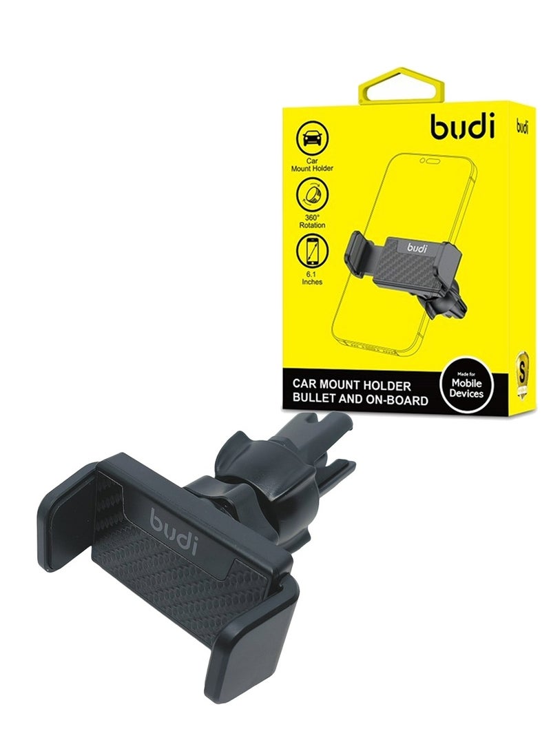 بودي حامل فتحة تهوية للسيارة للهاتف المحمول، يدور 360 درجة باللون الأسود - Image 1