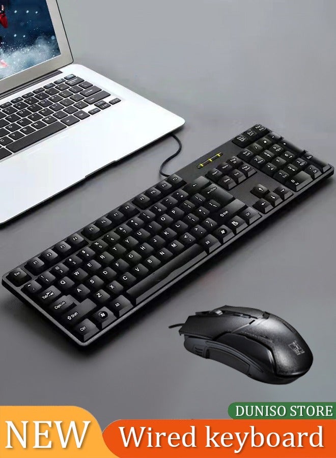 DUNISO Wired Keyboard and Mouse Combo, USB noise resistant ultrathin computer keyboard with mouse, compact gaming keyboard, not easy to fade,USB plug and play, sputtering proof design,full size,suitable for PC/laptop, home, office - Image 1
