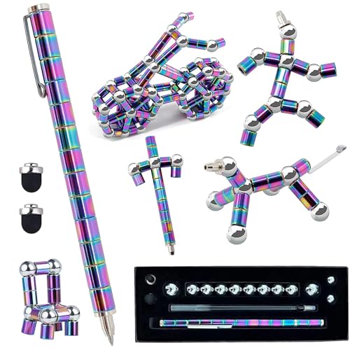Jopstacext Fidget Pen Cool Toys Pen Decompression Magnetic Metal Pen Desk Toys Multifunctional Deformable Writing Pen Basket Stuffers Gadgets Gift for Kids Adults Color - Image 1