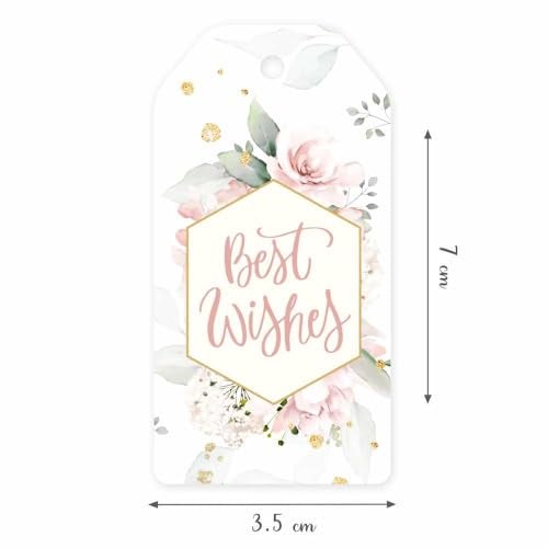 Chic a Choc Best Wishes Gift Tags in Floral Crystal Watercolor Design. Pack of 75. with Jute String for attaching to Gift Box, Cake Box. - Image 2