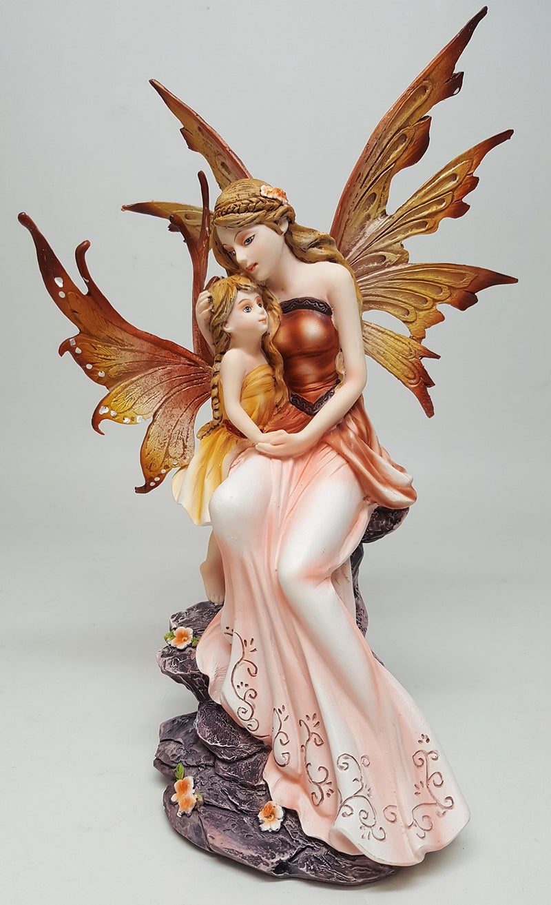 PTC 8.75 Inch Mother and Baby Orange Winged Fairy Statue Figurine - Image 5