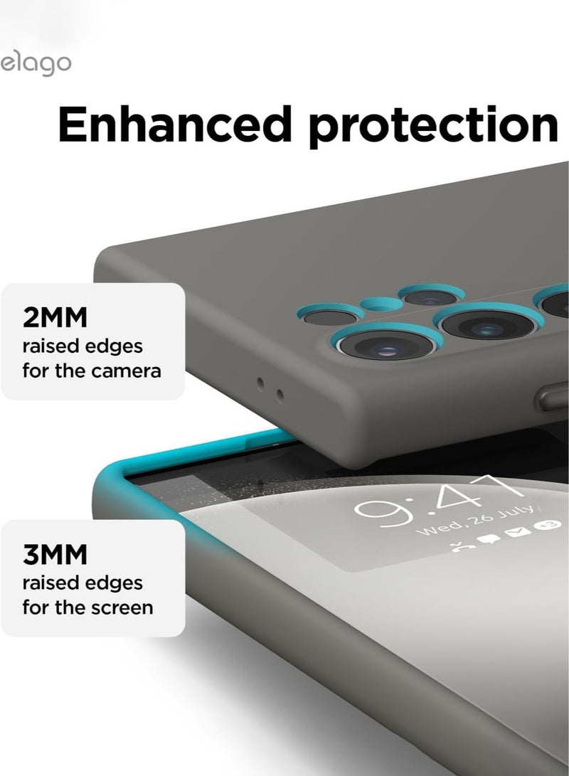elago Liquid Silicone for Samsung Galaxy S24 ULTRA case cover Full Body Screen Camera Protective, Shockproof, Slim, Anti-Scratch Soft Microfiber Lining - Midnight Grey - Image 4