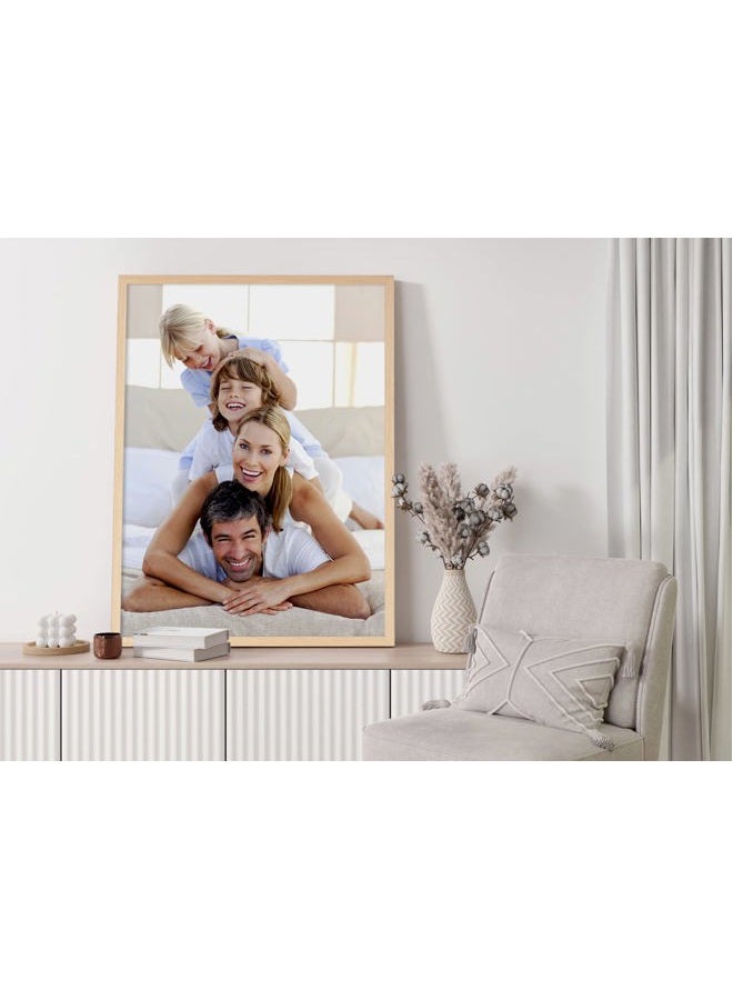 Yaetm 18x24 Frame Set of 2, Solid Oak Wood Poster Frame 18 x 24 inches, Wall Gallery 18x24 Picture Frame for Horizontal and Vertical Wall Mounted (2 pack, Oak) - Image 4