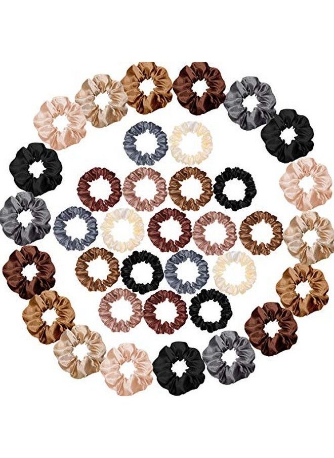 Chuangdi 36 Pieces Hair Scrunes Silk Scrunes Elastic Hair Bands Scrunchy Hair Ties Ropes Skinny Hair Ties Scrunes Ponytail Holder For Women Girls Hair Accessories Decorations Assorted Colors  - Image 4