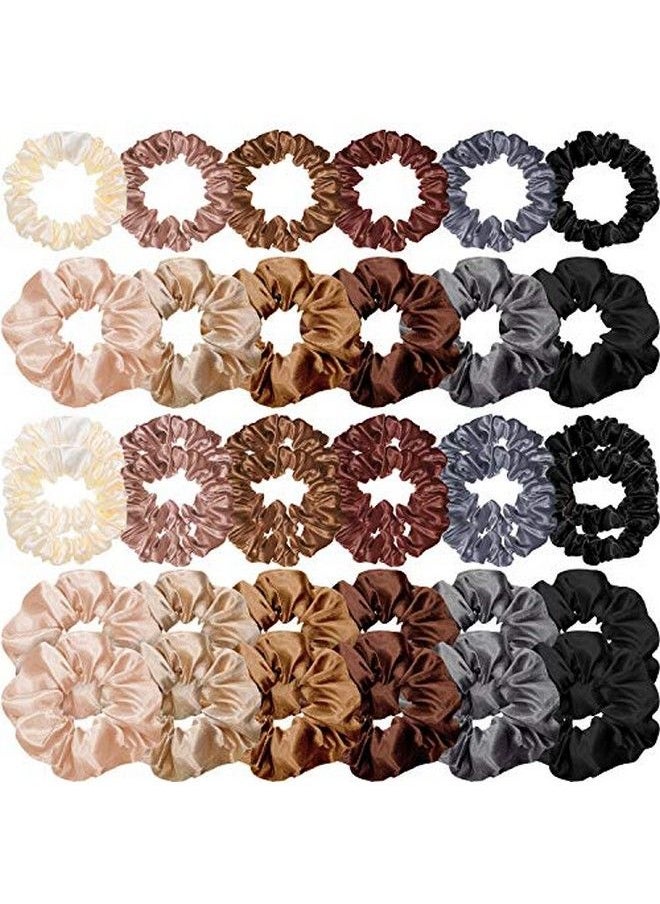 Chuangdi 36 Pieces Hair Scrunes Silk Scrunes Elastic Hair Bands Scrunchy Hair Ties Ropes Skinny Hair Ties Scrunes Ponytail Holder For Women Girls Hair Accessories Decorations Assorted Colors  - Image 2
