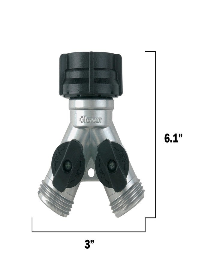 Gilmour Heavy Duty 2 Way Garden Hose Splitter, Dual Water Hose Splitter with Shut Off Valve, Metal Water Manifold - Image 4