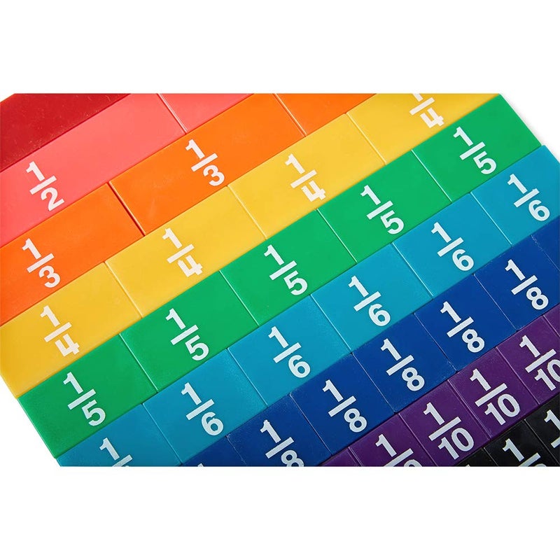 hand2mind Plastic Rainbow Fraction Tiles, Montessori Math Materials, Fraction Manipulatives, Unit Fraction, Fraction Bars Math Manipulatives, Fraction Games, Homeschool Supplies (15 Sets of 51 Pieces) - Image 4