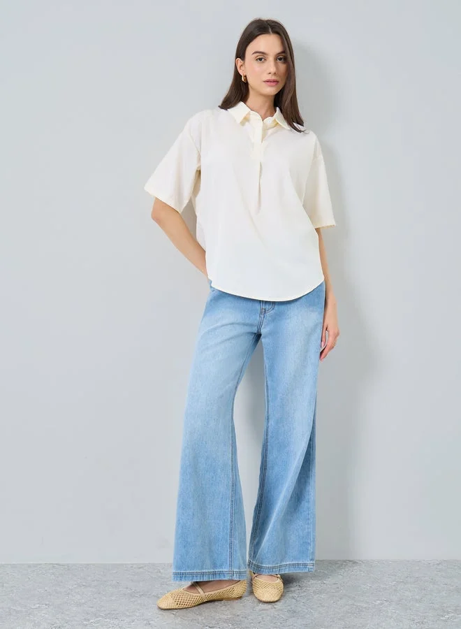 تايك تو بلوزة فضفاضة بياقة سبريد