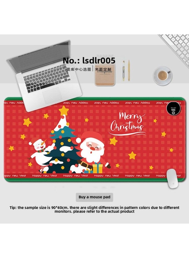 Happy Santa Claus Heating Mouse Pad Oversized Cartoon Computer Desk Pad Office Game Wrist Keypad Pad-Color:330*600*1.6mm Boxed-Pattern:Lsdlr005 - Image 1