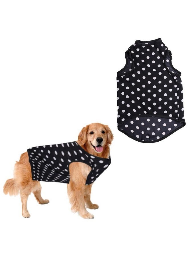 سايج سكوير تي شيرت مطبوع عليه صورة كلب مجنونة، تي شيرت عصري للكلاب، ناعم للغاية وخفيف الوزن، ملابس مريحة وجيدة التهوية للكلاب، ملابس عصرية (أسود بولكا) (Xxsmall - 10 بوصة) - Image 1