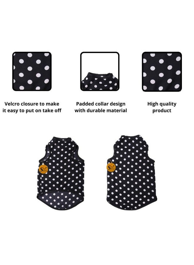 سايج سكوير تي شيرت مطبوع عليه صورة كلب مجنونة، تي شيرت عصري للكلاب، ناعم للغاية وخفيف الوزن، ملابس مريحة وجيدة التهوية للكلاب، ملابس عصرية (أسود بولكا) (Xxsmall - 10 بوصة) - Image 4