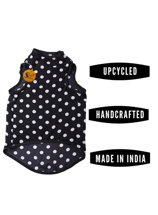 سايج سكوير تي شيرت مطبوع عليه صورة كلب مجنونة، تي شيرت عصري للكلاب، ناعم للغاية وخفيف الوزن، ملابس مريحة وجيدة التهوية للكلاب، ملابس عصرية (أسود بولكا) (Xxsmall - 10 بوصة) - Image 3