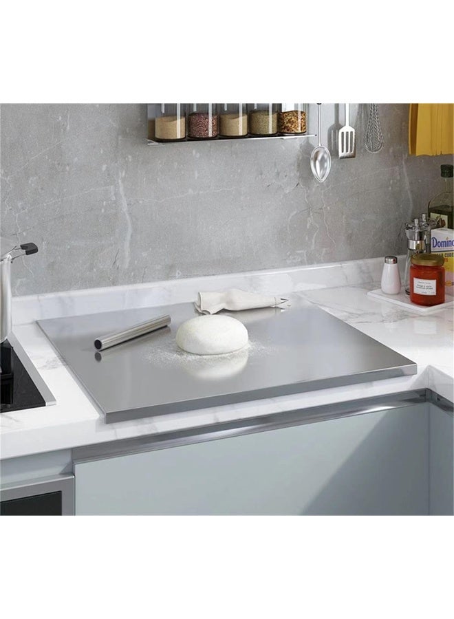 DUNISO Stainless Steel Cutting Board with Lip, chopping board for Kitchen,L Shape Pastry Board，Kneading Board Cutting Mats，Rust Proof, Sturdy and Durable, Easy to Clean，Suitable for Meat, Fruits, Vegetables, Bread, and Baking，40 * 30CM  - Image 1