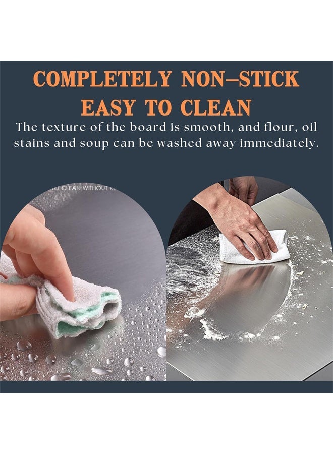 DUNISO Stainless Steel Cutting Board with Lip, chopping board for Kitchen,L Shape Pastry Board，Kneading Board Cutting Mats，Rust Proof, Sturdy and Durable, Easy to Clean，Suitable for Meat, Fruits, Vegetables, Bread, and Baking，40 * 30CM  - Image 5