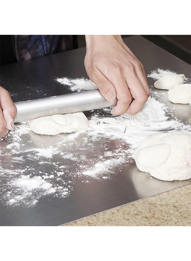 DUNISO Stainless Steel Cutting Board with Lip, chopping board for Kitchen,L Shape Pastry Board，Kneading Board Cutting Mats，Rust Proof, Sturdy and Durable, Easy to Clean，Suitable for Meat, Fruits, Vegetables, Bread, and Baking，40 * 30CM  - Image 2