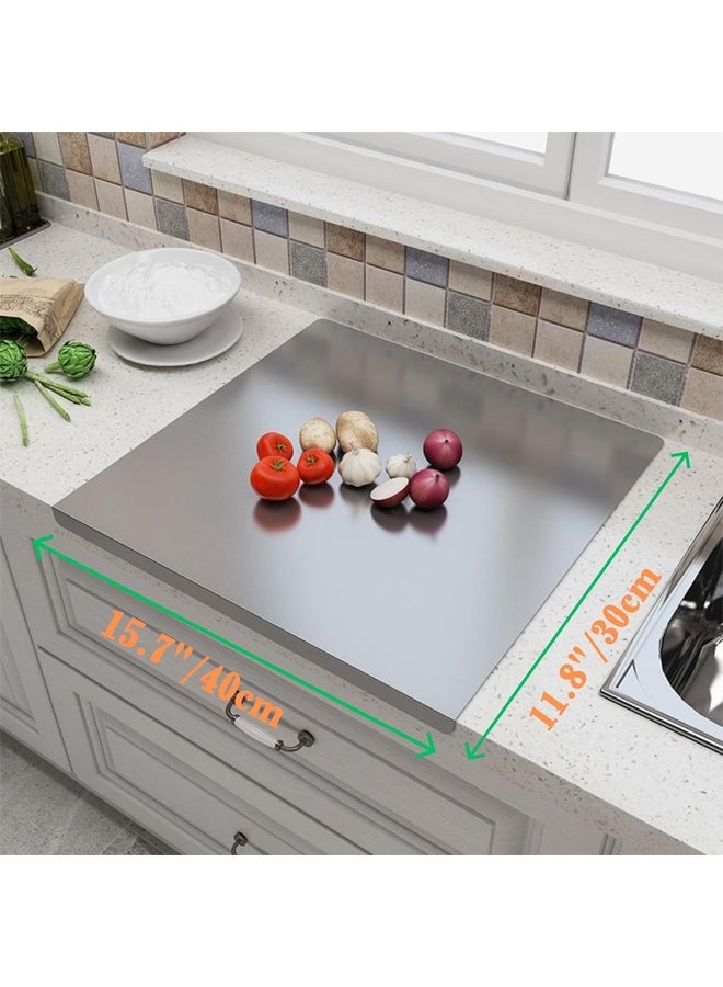 DUNISO Stainless Steel Cutting Board with Lip, chopping board for Kitchen,L Shape Pastry Board，Kneading Board Cutting Mats，Rust Proof, Sturdy and Durable, Easy to Clean，Suitable for Meat, Fruits, Vegetables, Bread, and Baking，40 * 30CM  - Image 3